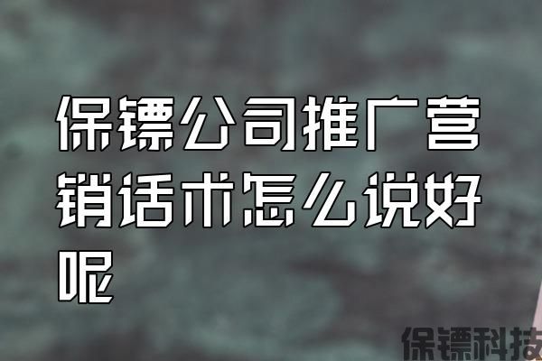 保鏢公司推廣營銷話術(shù)怎么說好呢