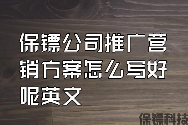 保鏢公司推廣營銷方案怎么寫好呢英文