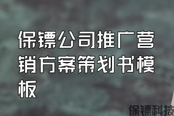 保鏢公司推廣營銷方案策劃書模板